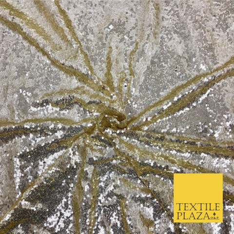 LIGHT GOLD All Over Heavy Sewn Sequins on Net Fabric Sparkle Bridal 48" AB232