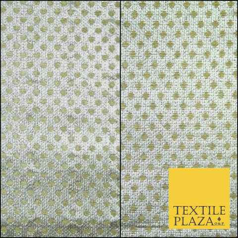 Silver Gold Circle Diamond Shimmer Metallic Foil Shiny LAME Banarsi Dress Fabric