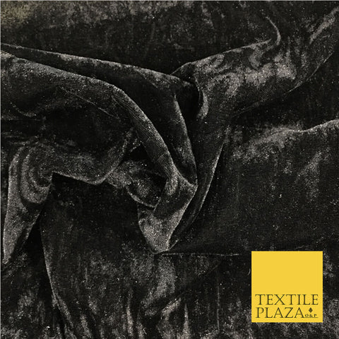 BLACK Luxury Crushed Velvet Fabric - Backdrop Sofa Cushions Curtains PD19