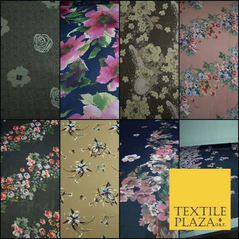 New High Quality Floral Abstract Flowers Tropical Printed Georgette Dress Fabric