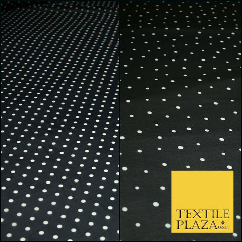 Premium Black Blue White Polka Dot Multi Spotted Printed Georgette Dress Fabric