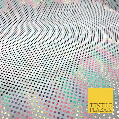 Multicolour Rainbow 3mm Sequin White Velour Fabric Stretch Sparkle Dress NHS1778