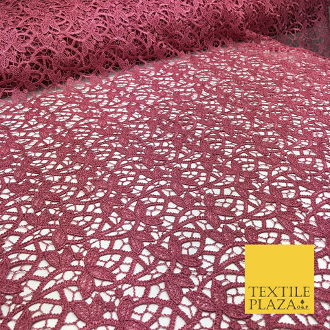 CHERRY PINK Premium Guipure Floral Webbed Lace Dress Fabric Wedding Bridal 862