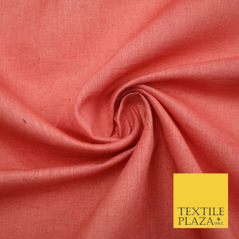 Dusty Salmon Pink Luxury Plain Cotton Linen Fabric 10 Colours Dress Craft 571