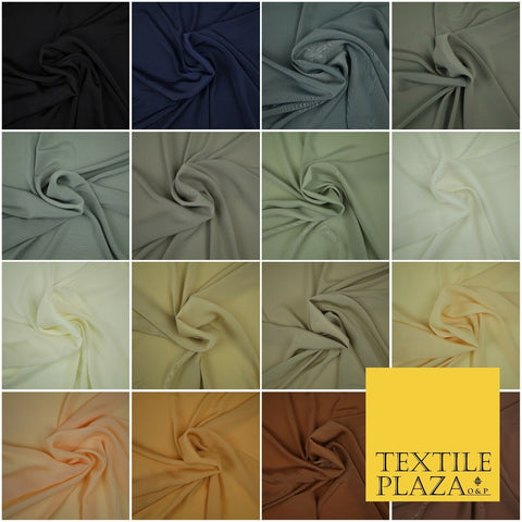 LUXURY 100% Polyester Plain Dyed Fine Soft Silky Crepe Dress Fabric ALL COLOURS