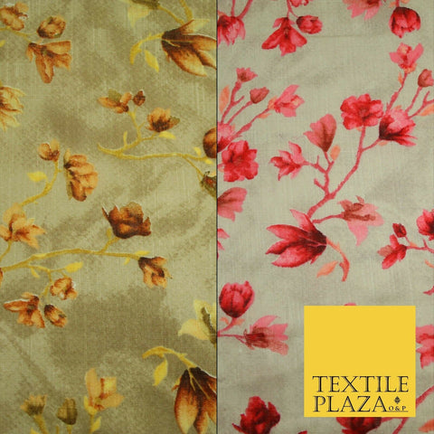 Bluebell Flower Branch Summer Luxury 100%Pure Printed Floral Cotton Linen Fabric