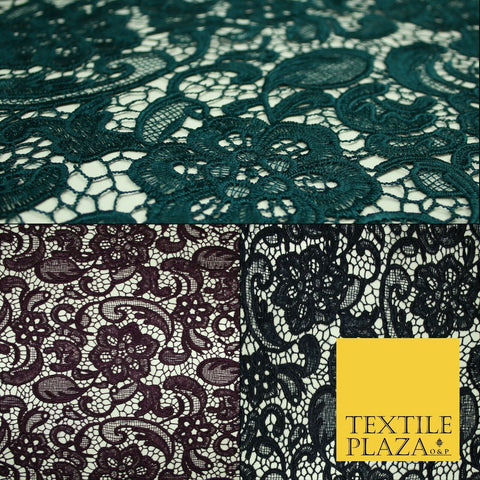 Luxury Webbed Floral Pansy Embroidery Guipure Lace Dress Fabric Wedding Bridal