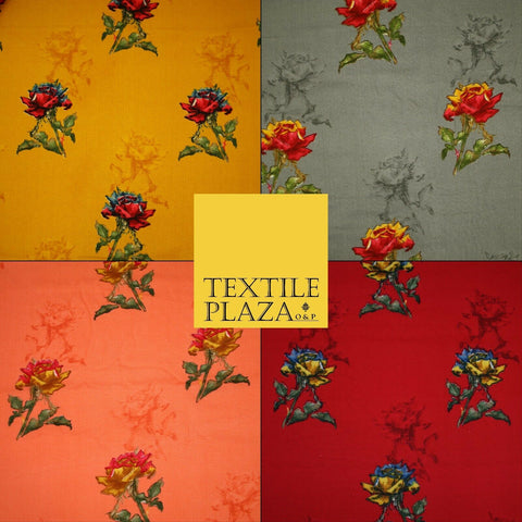 Premium Soft Falling Artsy Roses 100% Rayon Viscose Dress Print Fabric Craft 43"