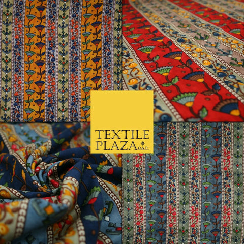 Premium Soft Striped African Floral 100% Rayon Viscose Dress Print Fabric Craft