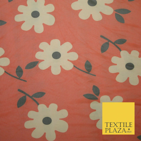 Red Cute Falling Flowers Printed Power Mesh Net Stretch Dress Fabric 61" 4305