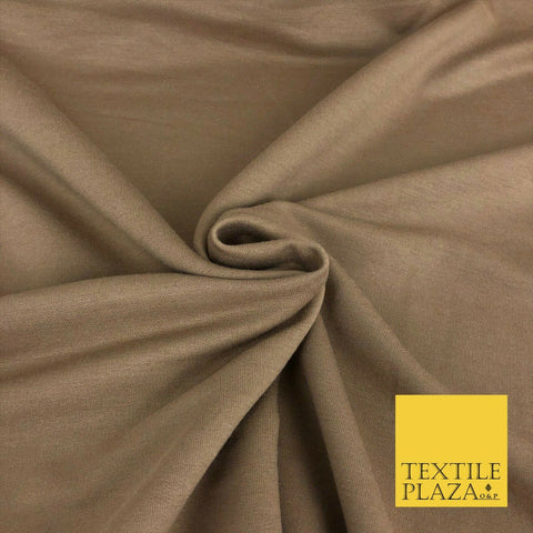 Premium LIGHT BROWN Plain French 100% Cotton Terry Jersey 70" Dress Fabric 1330