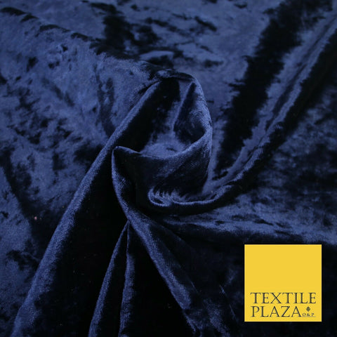 NAVY BLUE Luxury Crushed Velvet Fabric - Backdrop Sofa Cushions Curtains 2195