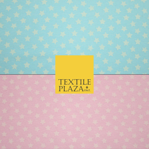 Blue Pink Falling Mini Stars Soft Cotton Jersey Stretch Dress Fabric Baby 59"