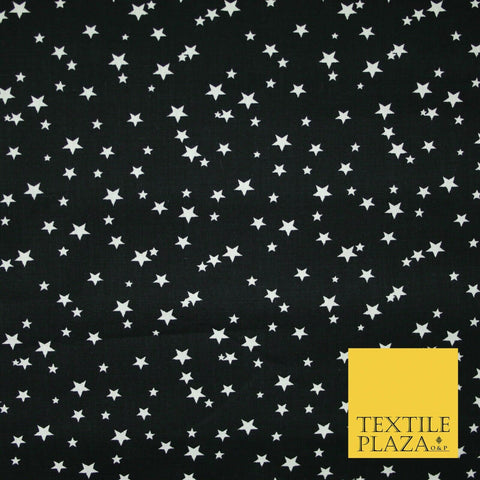 Black Multi Galaxy of Stars Printed 100% Cotton Poplin Dress Fabric 59" 5536