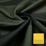 Green Oversized Wave Camouflage Cotton Fine Canvas Fabric Army Military Camo 59"