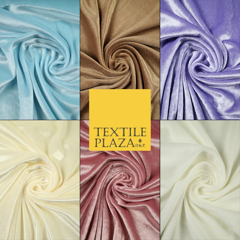 Luxury Soft Plain Velvet Velour Fabric Stretch Spandex Material - 6 COLOURS 55"