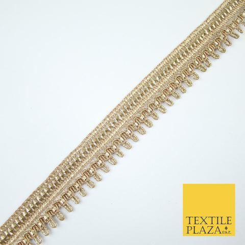 Gold Glitter Zig Zag Drip Style Woven Metallic Trim Border Lace 2.5cm Wide X666