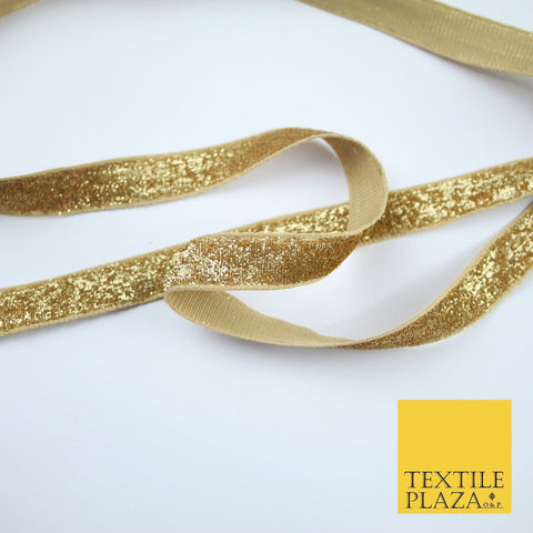 Gold Plain Shimmer Fleck Fancy Ribbon Trim Border Gota Lace - 1.5cm Wide - X143