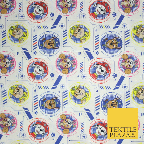 PAW PATROL Character Faces Techno Digital Print 100% Cotton Fabric 59" 8215