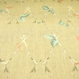 Beige Vintage Floral Trellis Cotton Canvas Panama Upholstery Curtain Fabric 8575