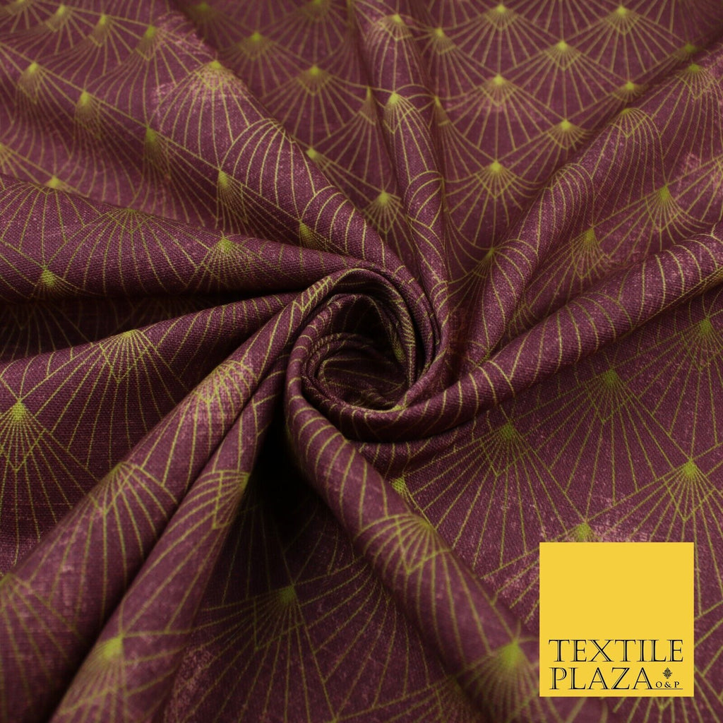 Wine Art Deco Fan Design 100% Cotton Canvas Printed Fabric Craft 59" Wide 9099