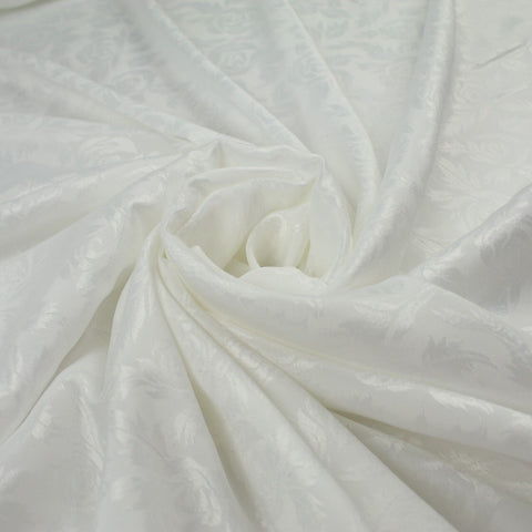 Off White Floral Rose Woven Self Jacquard Dress Fabric Material 42" Wide 9814