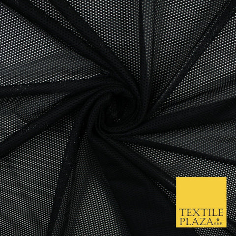 BLACK Airtex Fish Net Mesh Sports Stretch Polyester Dress Fabric 62"