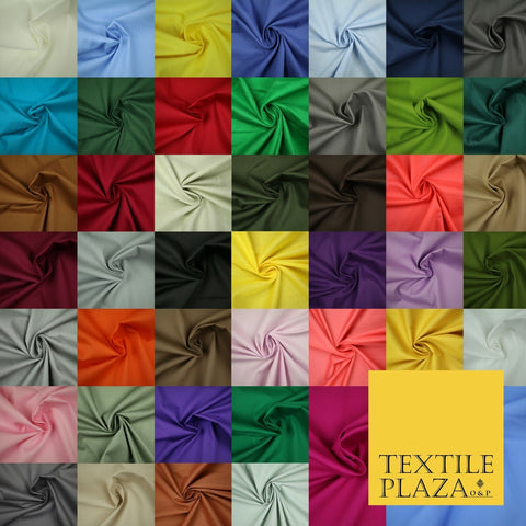 PREMIUM POPLIN 100% PURE COTTON SOLID PLAIN DYED FABRIC DRESS CRAFT MATERIAL 59"