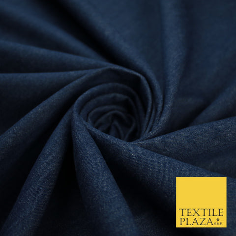 Navy Blue Shot White 100% Cotton Denim Fabric Dress Shirt Material 70" 10426