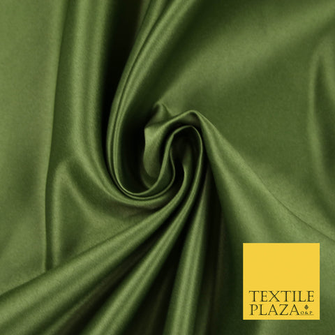 ARMY KHAKI GREEN Luxury Plain Smooth Matt Duchess Satin Fabric Material Bridal Wedding Dress 58" 5634