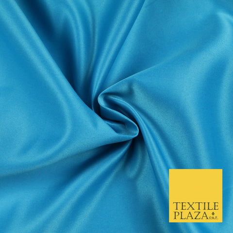 TURQUOISE BLUE Luxury Plain Smooth Matt Duchess Satin Fabric Material Bridal Wedding Dress 58" 5637