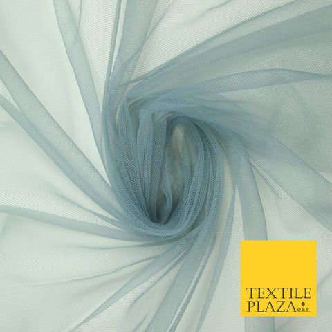 GREY Premium Soft Plain Sheer Tulle Net Fabric Tutu Fairy Veil Bridal 45" Wide 6868