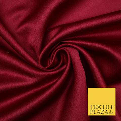 CHERRY MAROON Luxury Plain Smooth Matt Duchess Satin Fabric Material Bridal Wedding Dress 58" 4694