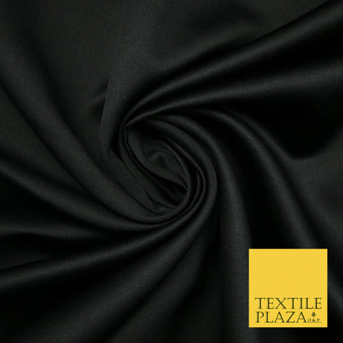 DULL BLACK Luxury Plain Smooth Matt Duchess Satin Fabric Material Bridal Wedding Dress 58" 4699